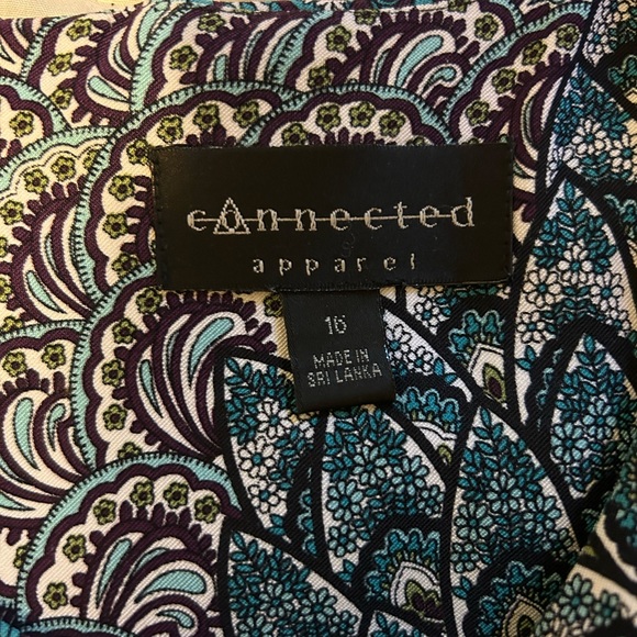 Connected apparel blue and green sleeveless dress, size 16 - Picture 4 of 4